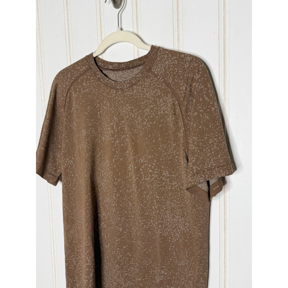 Lululemon Metal Vent Tech Short Sleeve Shirt Medium Brown Splatter Pattern 292 - Picture 4 of 8